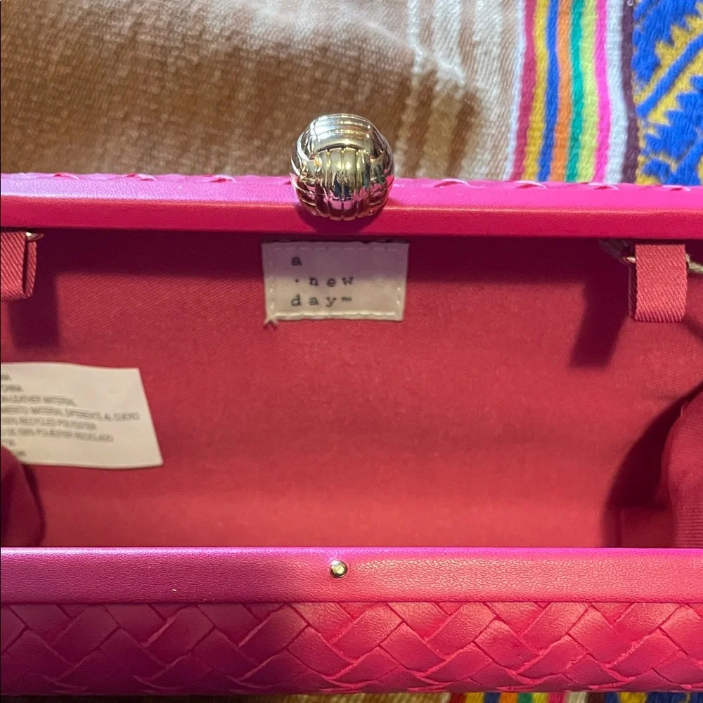 a new day Pink Woven Clutch with Polished Frame - Picture 2 of 10